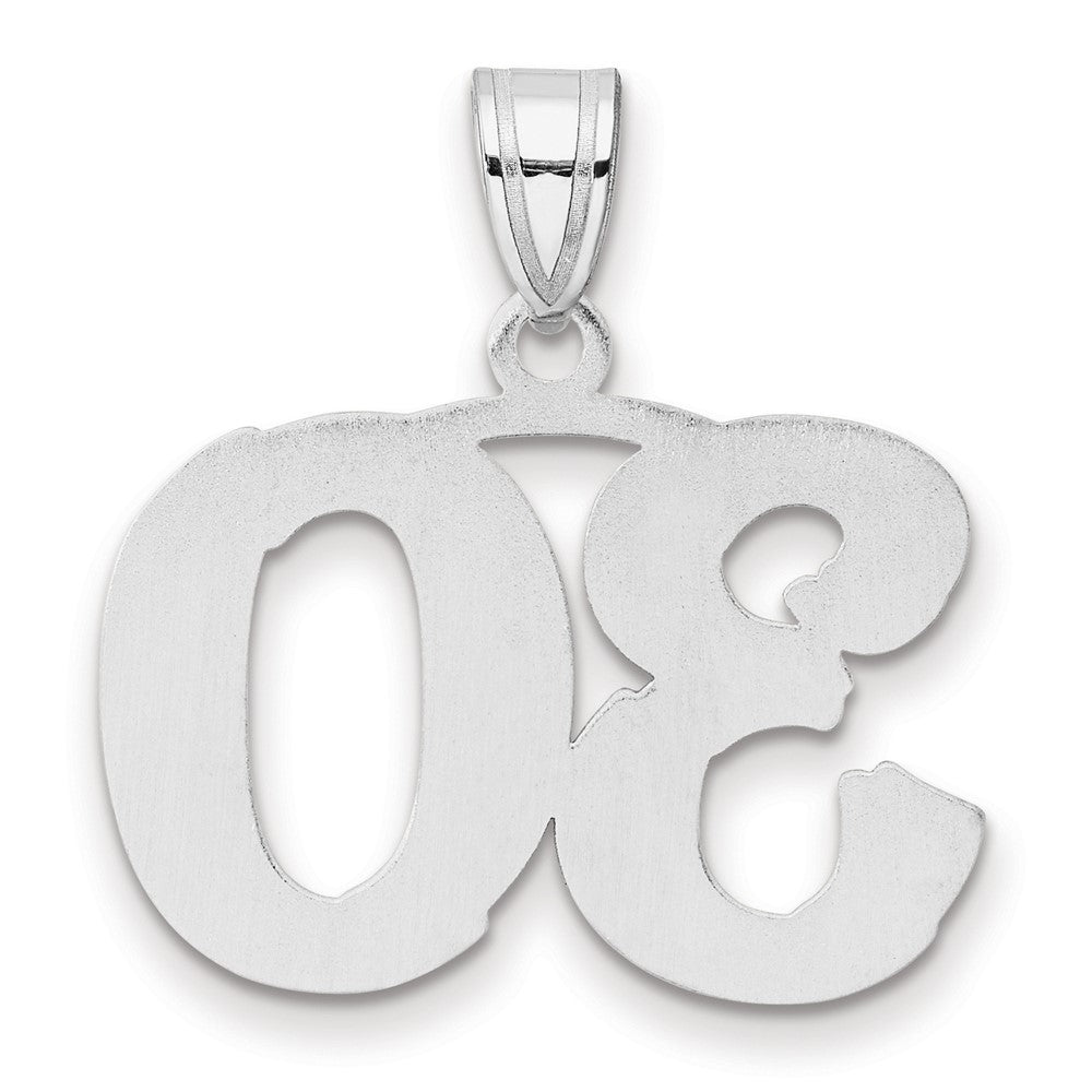 14K White Gold Polished Etched Number 30 Pendant