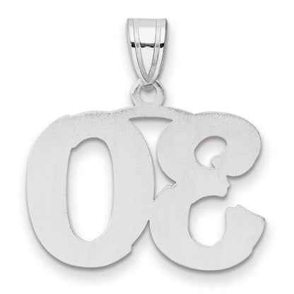 14K White Gold Polished Etched Number 30 Pendant