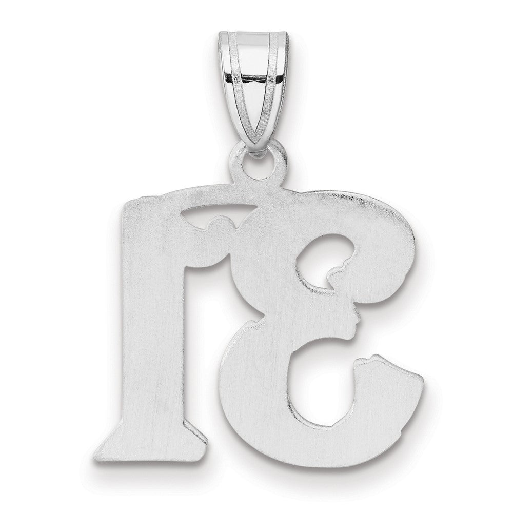 14K White Gold Polished Etched Number 31 Pendant