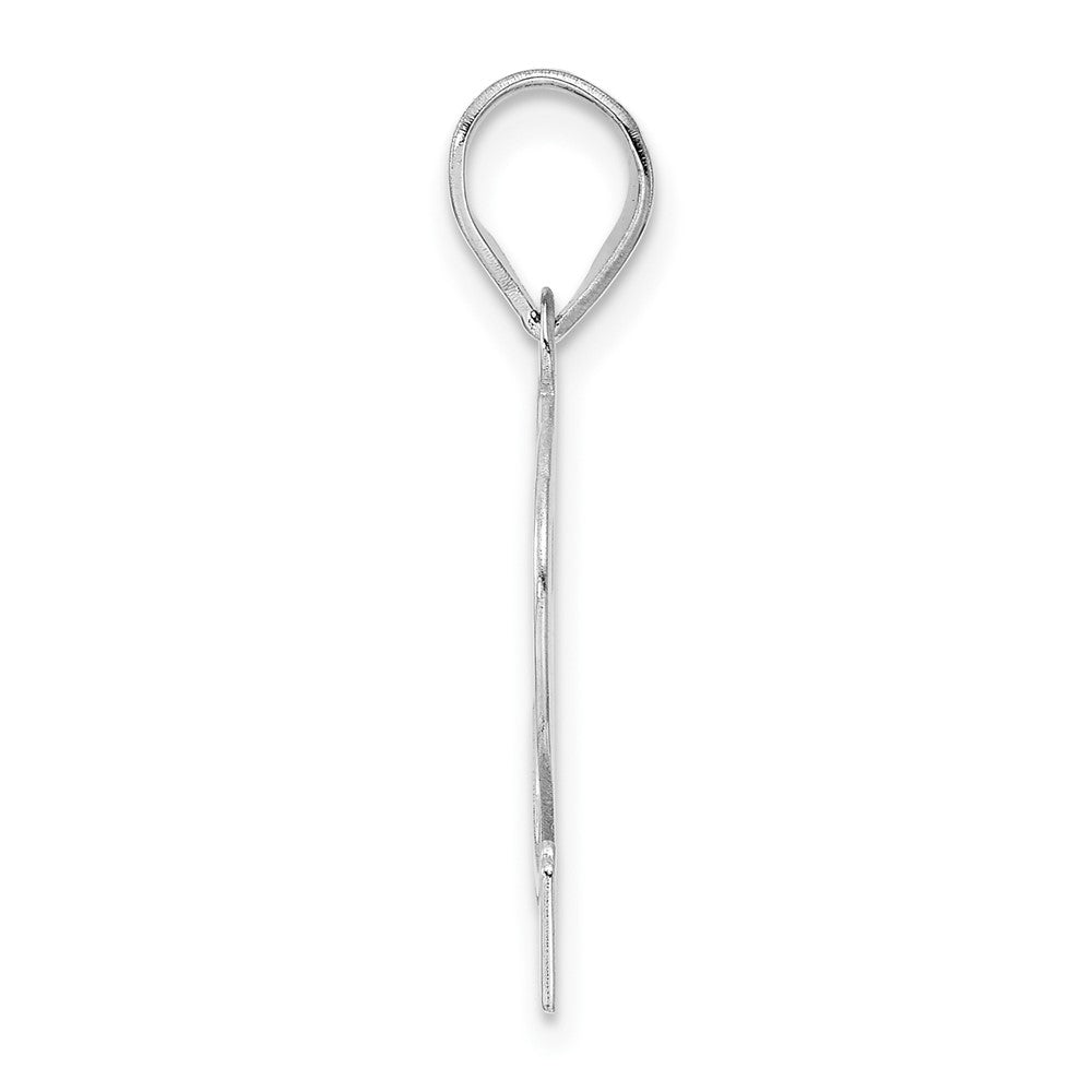 14K White Gold Polished Etched Number 32 Pendant