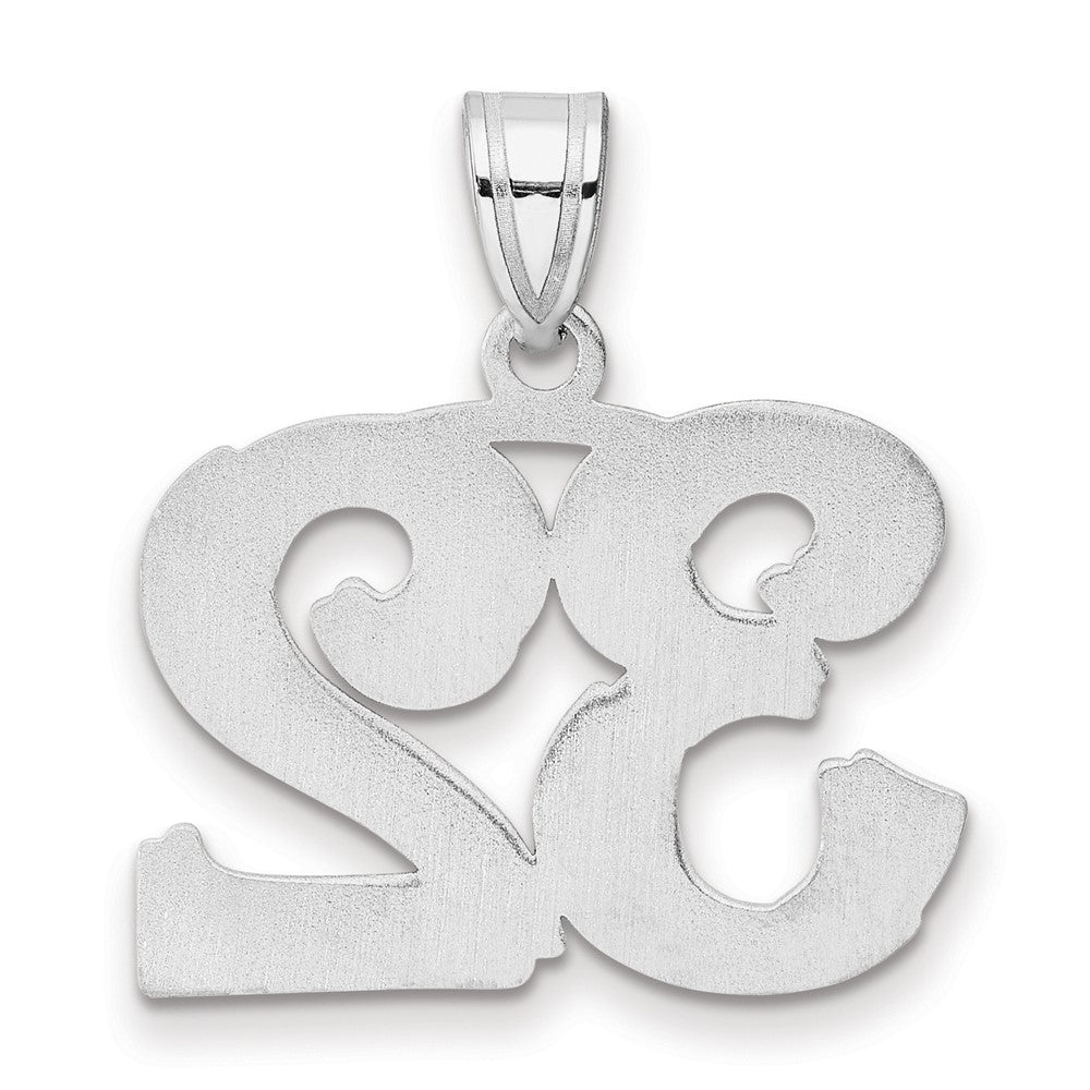 14K White Gold Polished Etched Number 32 Pendant