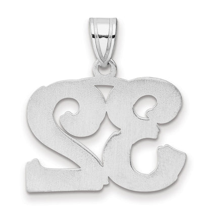 14K White Gold Polished Etched Number 32 Pendant