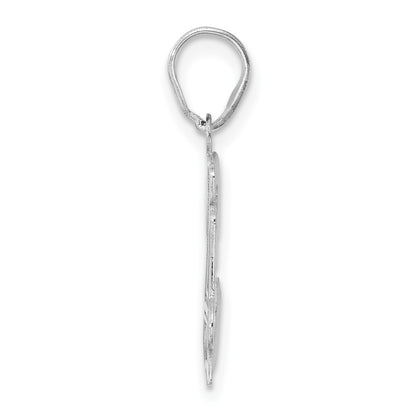 14K White Gold Polished Etched Number 34 Pendant