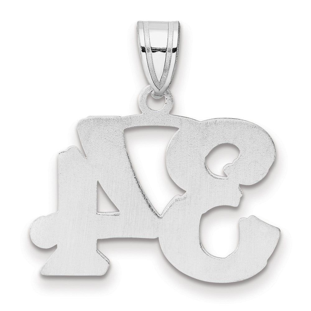 14K White Gold Polished Etched Number 34 Pendant