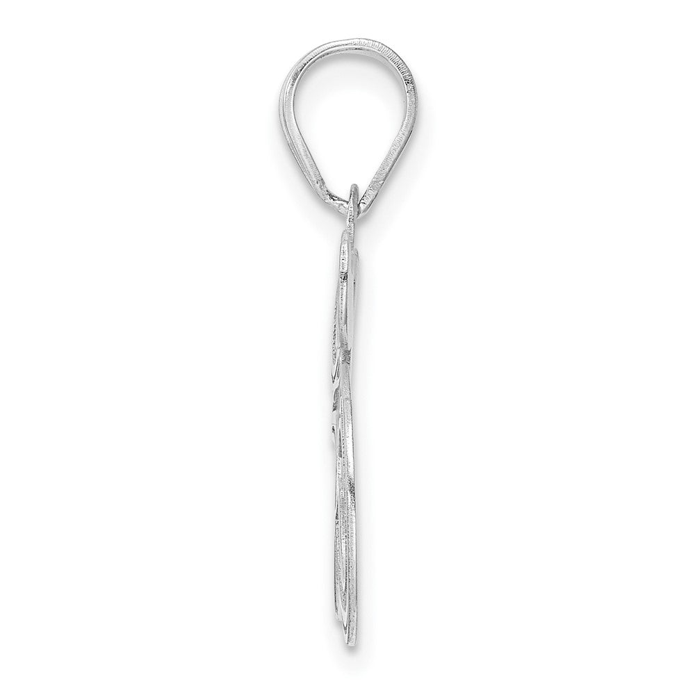 14K White Gold Polished Etched Number 35 Pendant