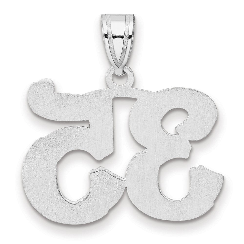 14K White Gold Polished Etched Number 35 Pendant