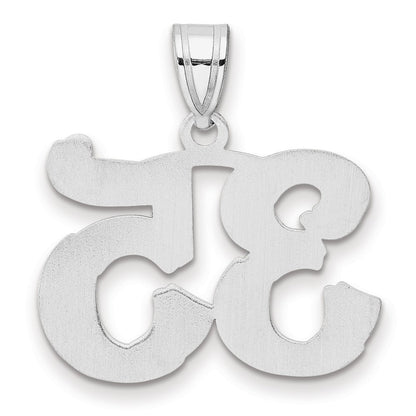 14K White Gold Polished Etched Number 35 Pendant