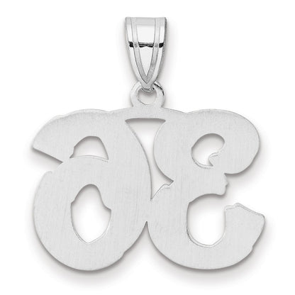 14K White Gold Polished Etched Number 36 Pendant