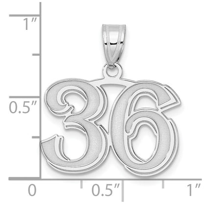 14K White Gold Polished Etched Number 36 Pendant