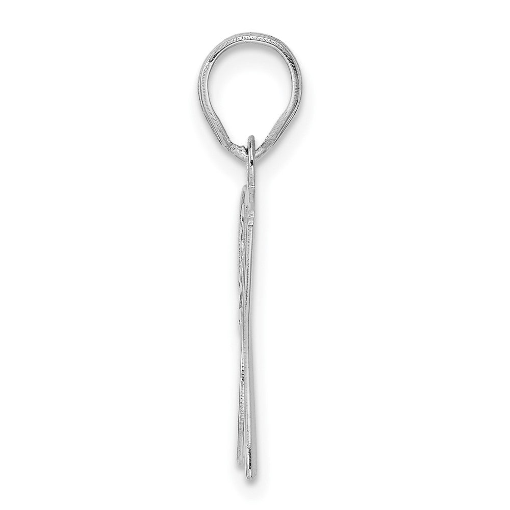 14K White Gold Polished Etched Number 37 Pendant