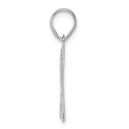 14K White Gold Polished Etched Number 37 Pendant