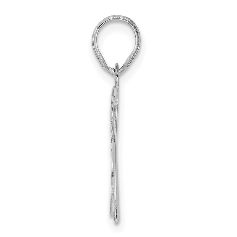 14K White Gold Polished Etched Number 37 Pendant