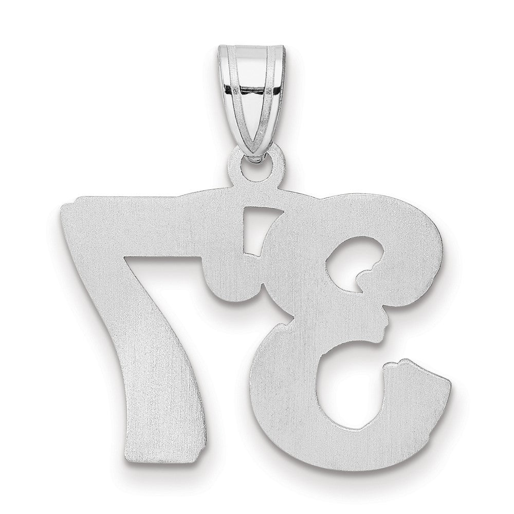 14K White Gold Polished Etched Number 37 Pendant