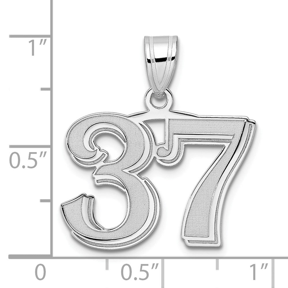 14K White Gold Polished Etched Number 37 Pendant