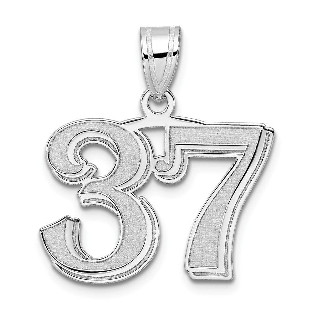 14K White Gold Polished Etched Number 37 Pendant
