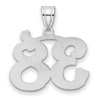 14K White Gold Polished Etched Number 38 Pendant