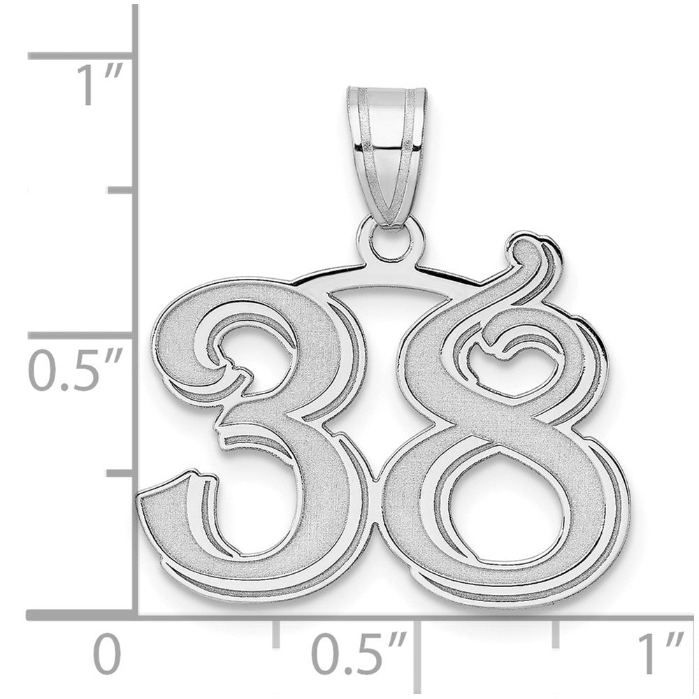 14K White Gold Polished Etched Number 38 Pendant