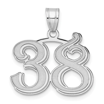 14K White Gold Polished Etched Number 38 Pendant