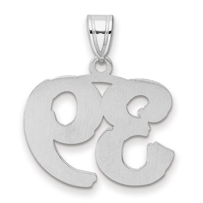 14K White Gold Polished Etched Number 39 Pendant