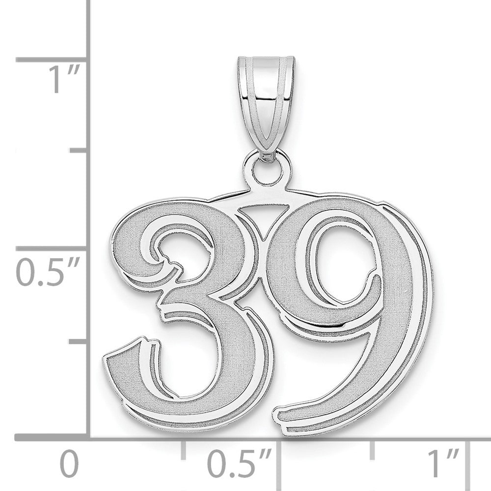 14K White Gold Polished Etched Number 39 Pendant