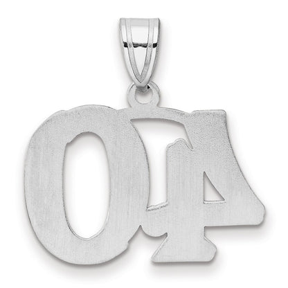 14K White Gold Polished Etched Number 40 Pendant