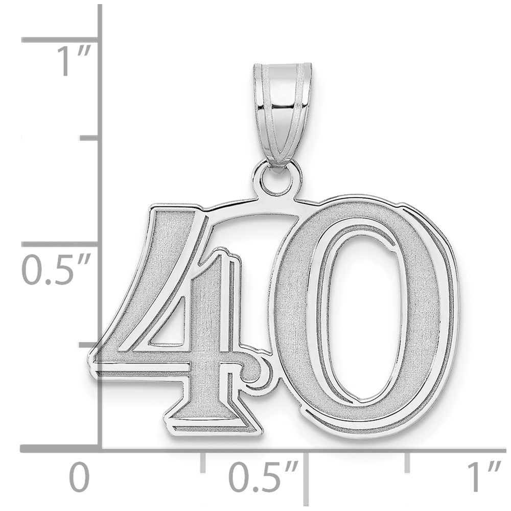14K White Gold Polished Etched Number 40 Pendant