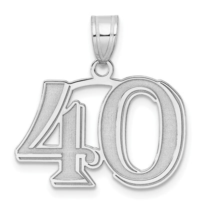 14K White Gold Polished Etched Number 40 Pendant