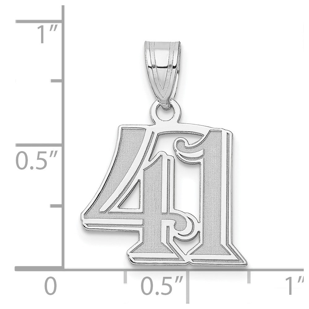 14K White Gold Polished Etched Number 41 Pendant