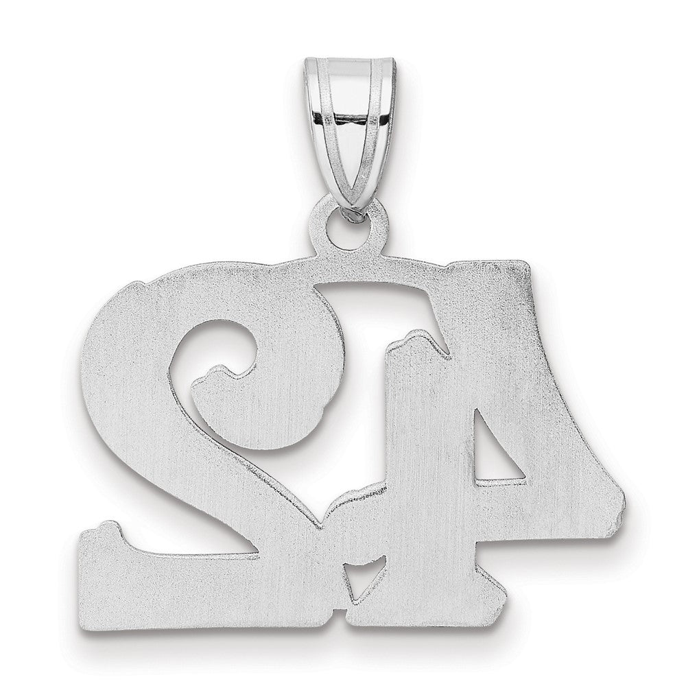 14K White Gold Polished Etched Number 42 Pendant