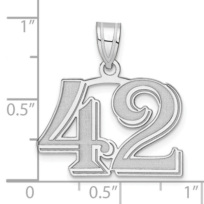 14K White Gold Polished Etched Number 42 Pendant