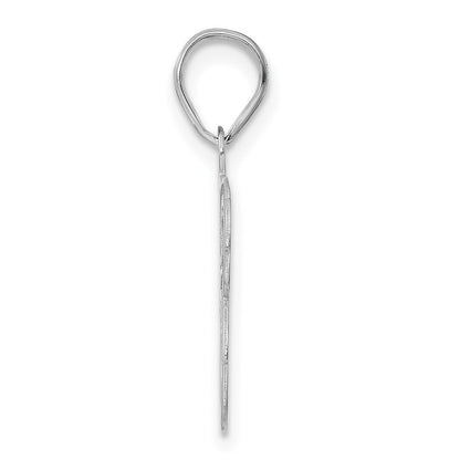 14K White Gold Polished Etched Number 43 Pendant