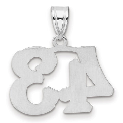 14K White Gold Polished Etched Number 43 Pendant