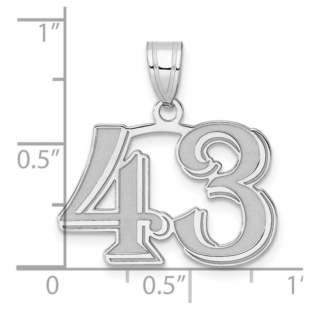 14K White Gold Polished Etched Number 43 Pendant