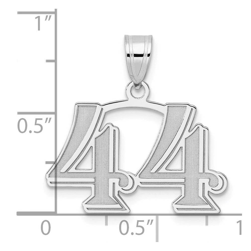 14K White Gold Polished Etched Number 44 Pendant