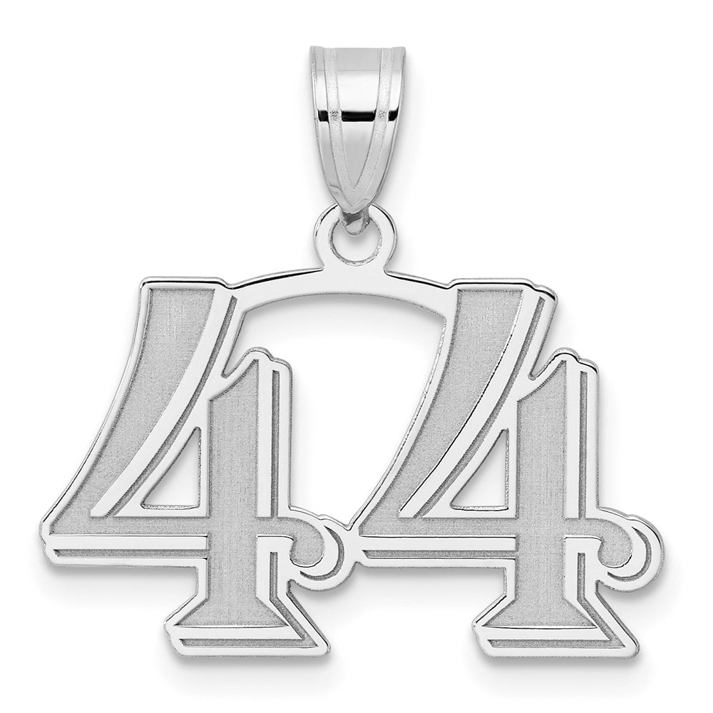 14K White Gold Polished Etched Number 44 Pendant
