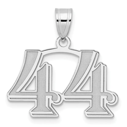 14K White Gold Polished Etched Number 44 Pendant