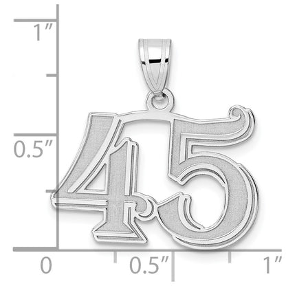14K White Gold Polished Etched Number 45 Pendant