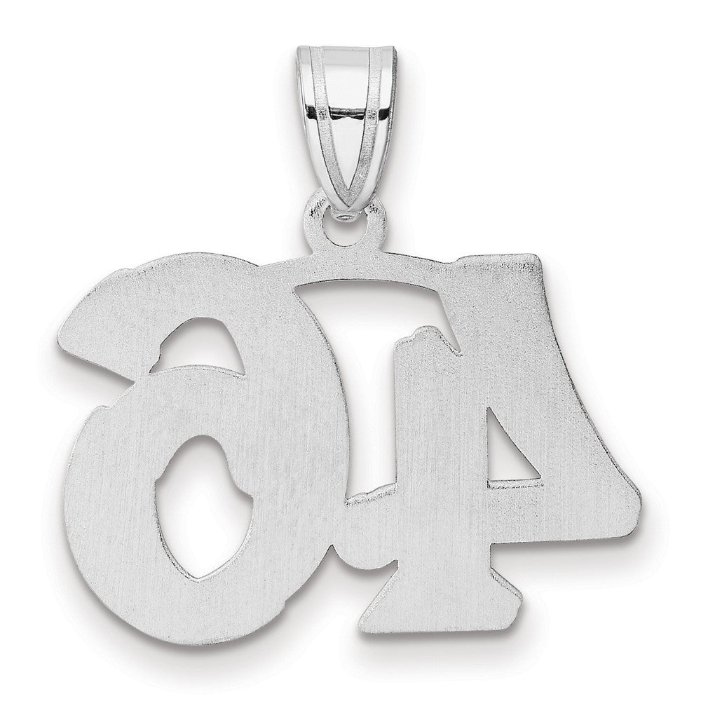 14K White Gold Polished Etched Number 46 Pendant