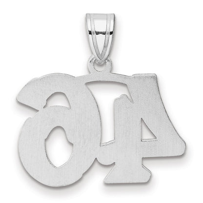 14K White Gold Polished Etched Number 46 Pendant