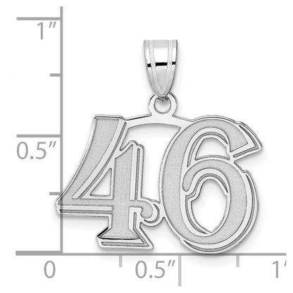 14K White Gold Polished Etched Number 46 Pendant