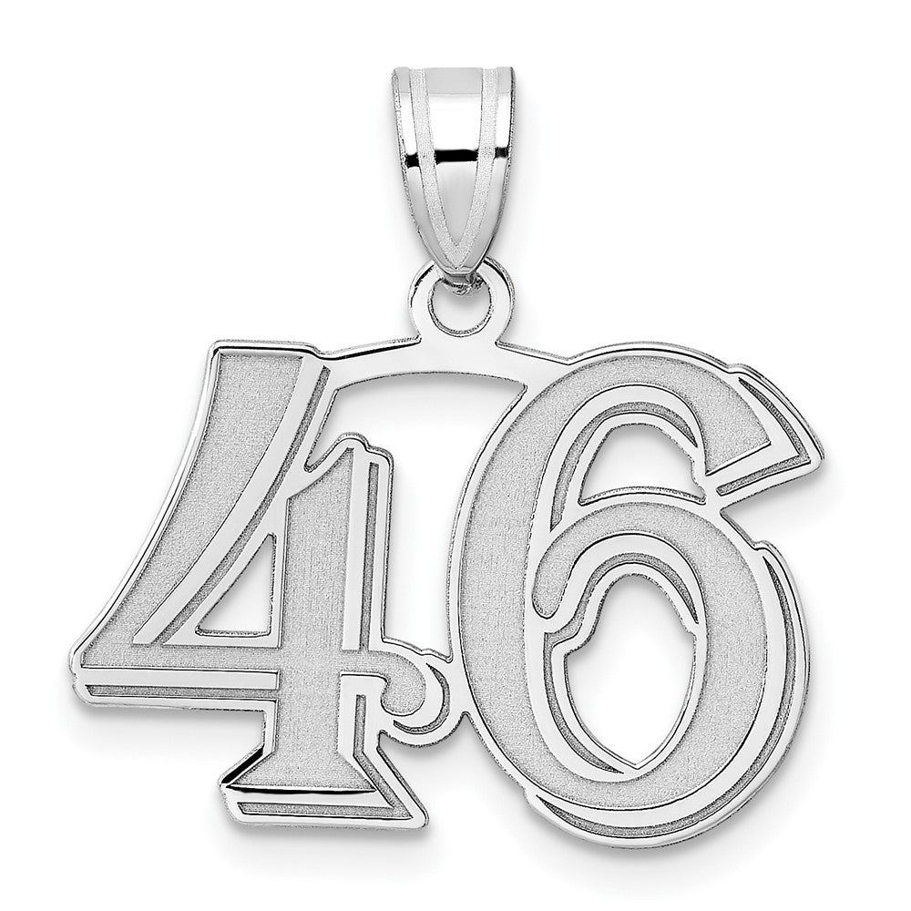 14K White Gold Polished Etched Number 46 Pendant