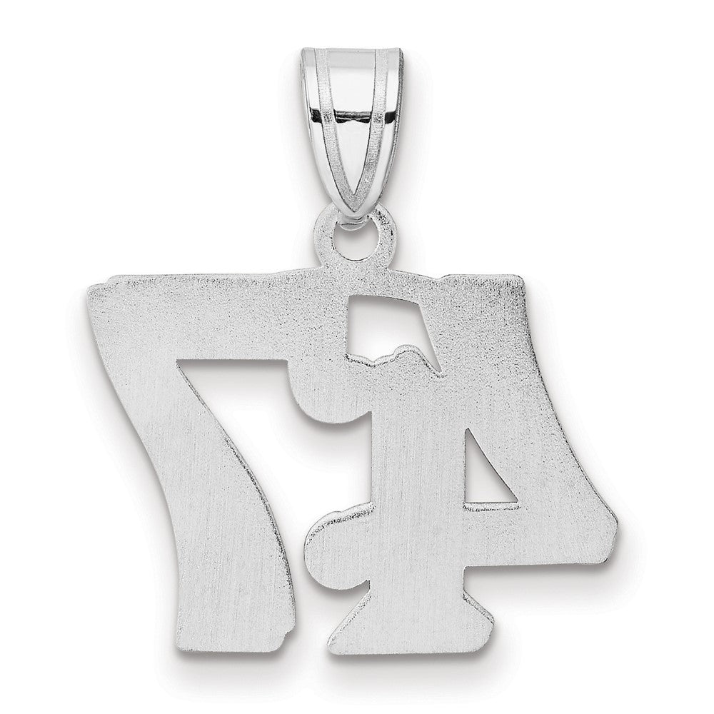14K White Gold Polished Etched Number 47 Pendant