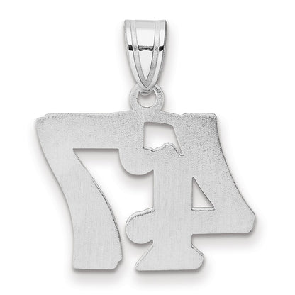 14K White Gold Polished Etched Number 47 Pendant