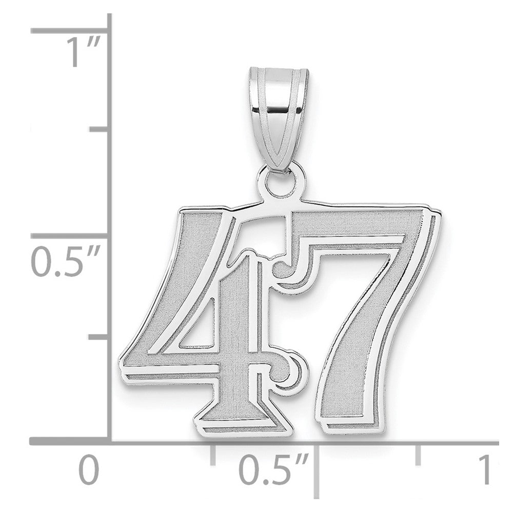 14K White Gold Polished Etched Number 47 Pendant