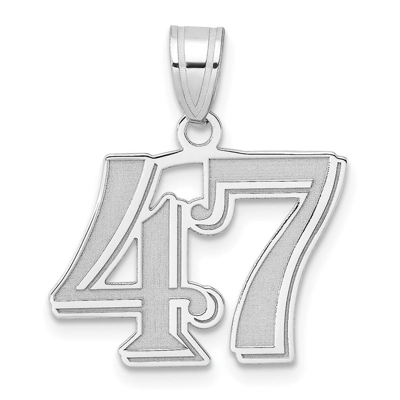 14K White Gold Polished Etched Number 47 Pendant