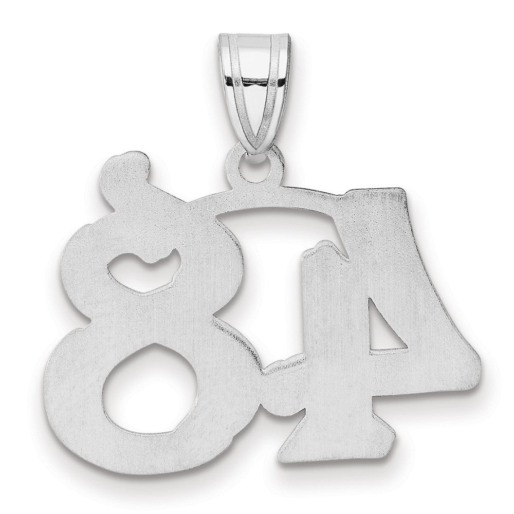 14K White Gold Polished Etched Number 48 Pendant