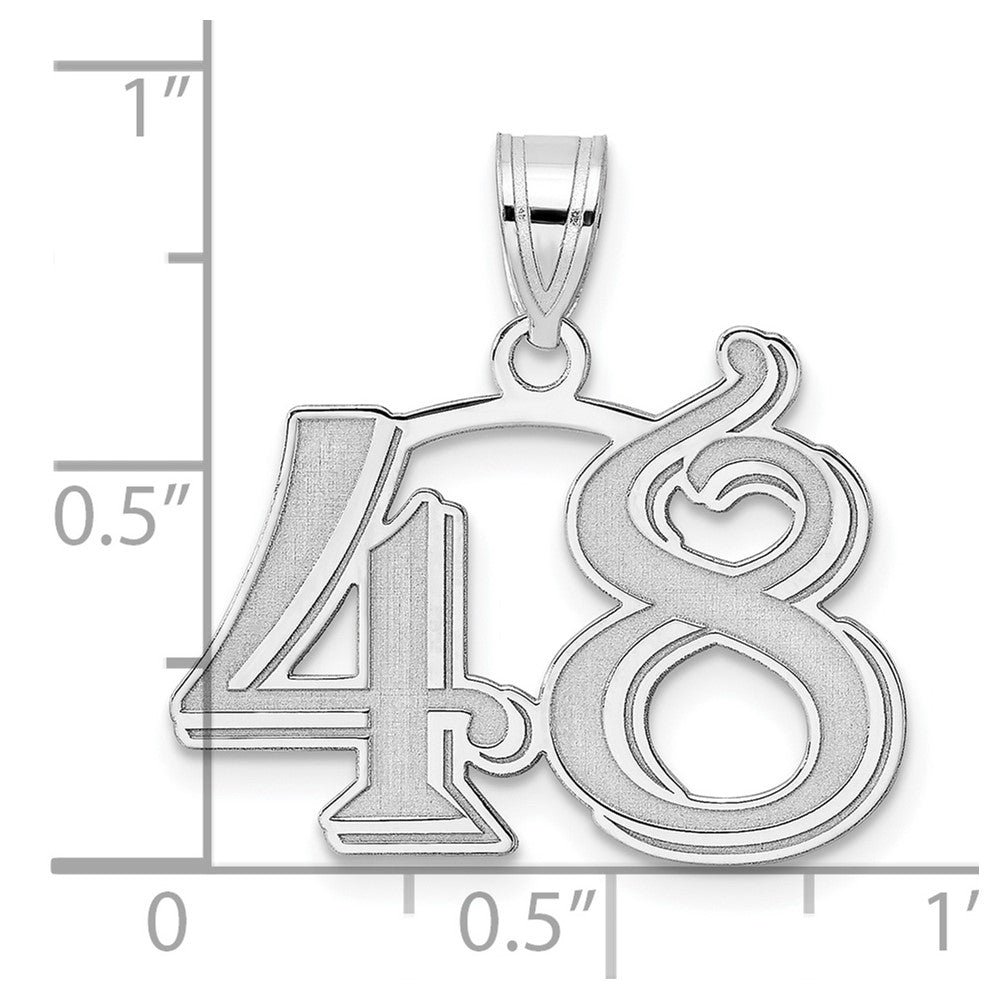 14K White Gold Polished Etched Number 48 Pendant