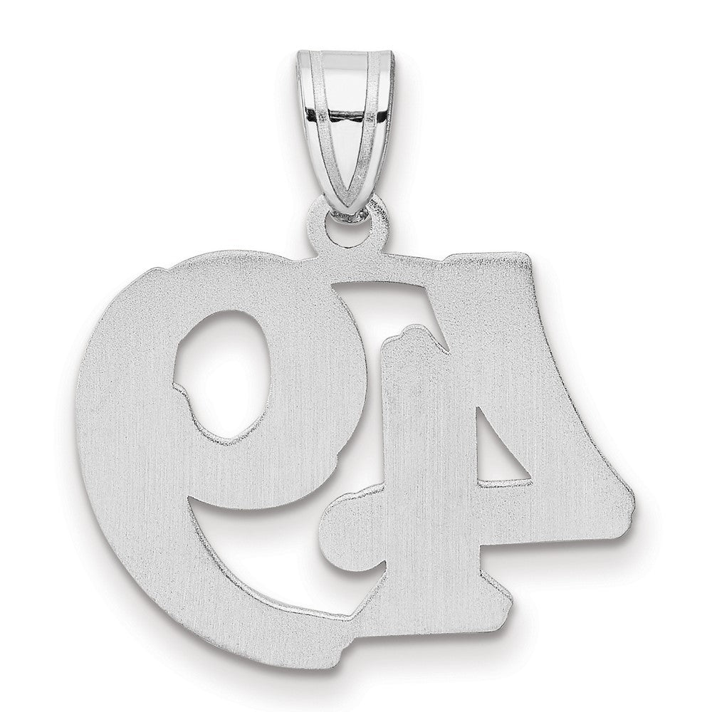 14K White Gold Polished Etched Number 49 Pendant