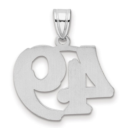 14K White Gold Polished Etched Number 49 Pendant