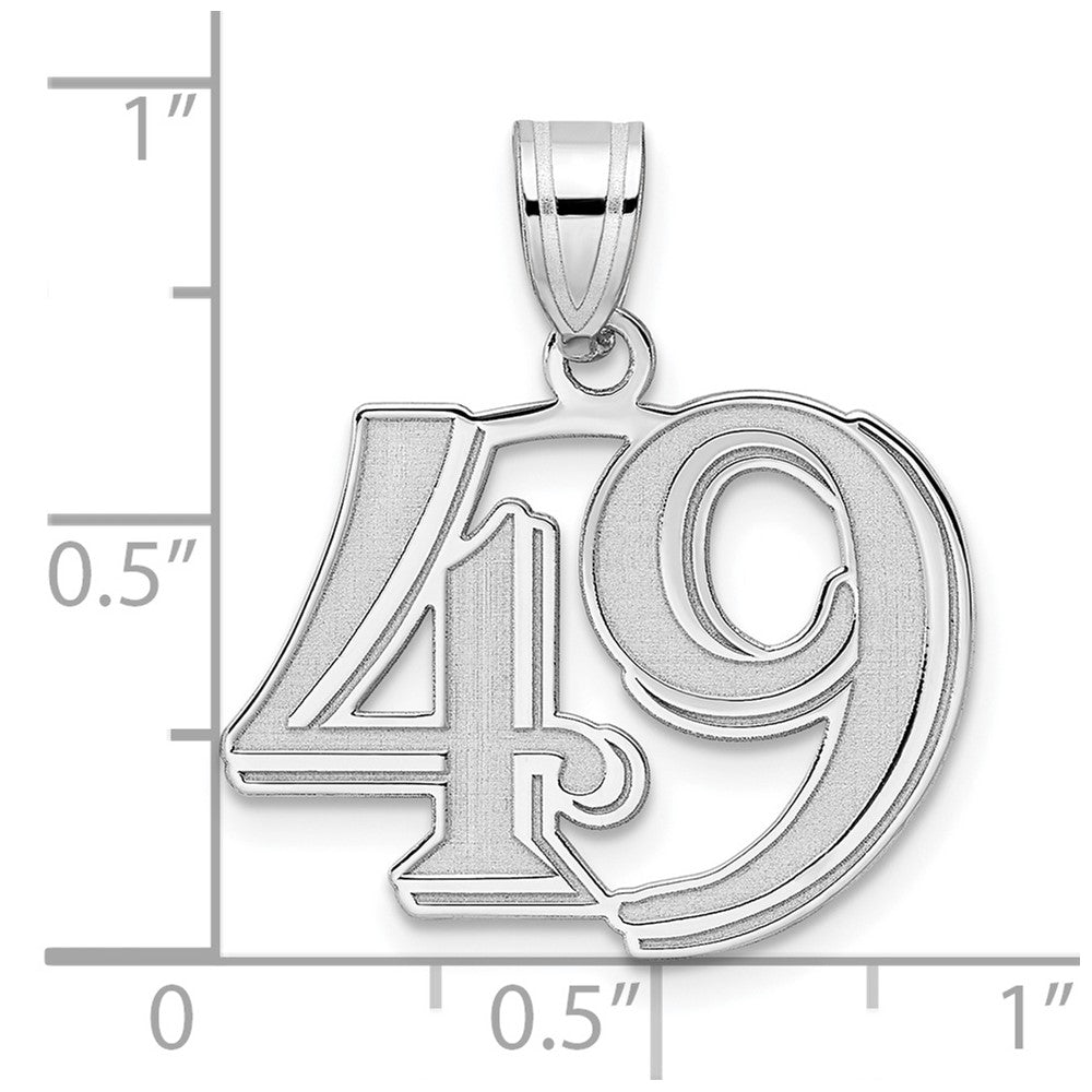 14K White Gold Polished Etched Number 49 Pendant